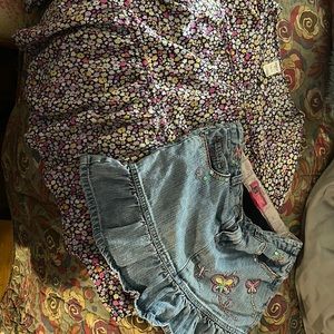 OshkoshB’Gosh blouse size 10/12 with jean skirt by Faded Glory size 8